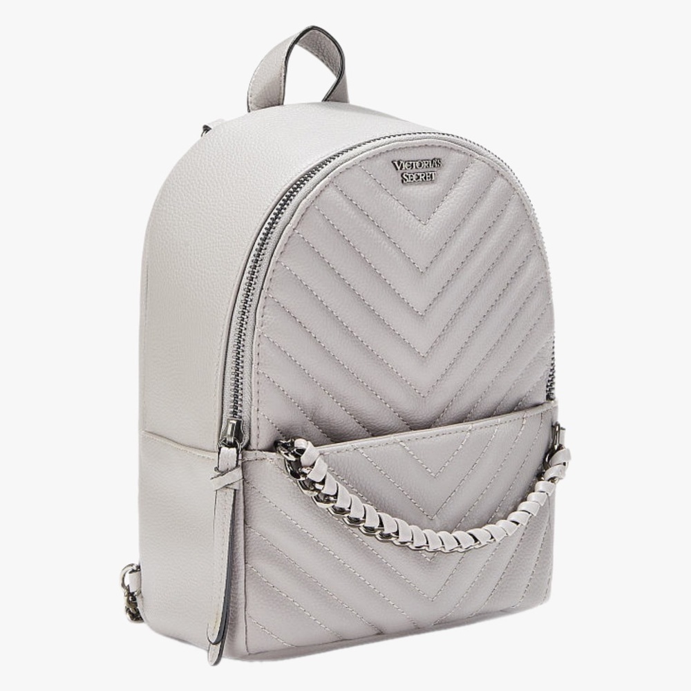 Victorias Secret Gray Quilted Mini Backpack